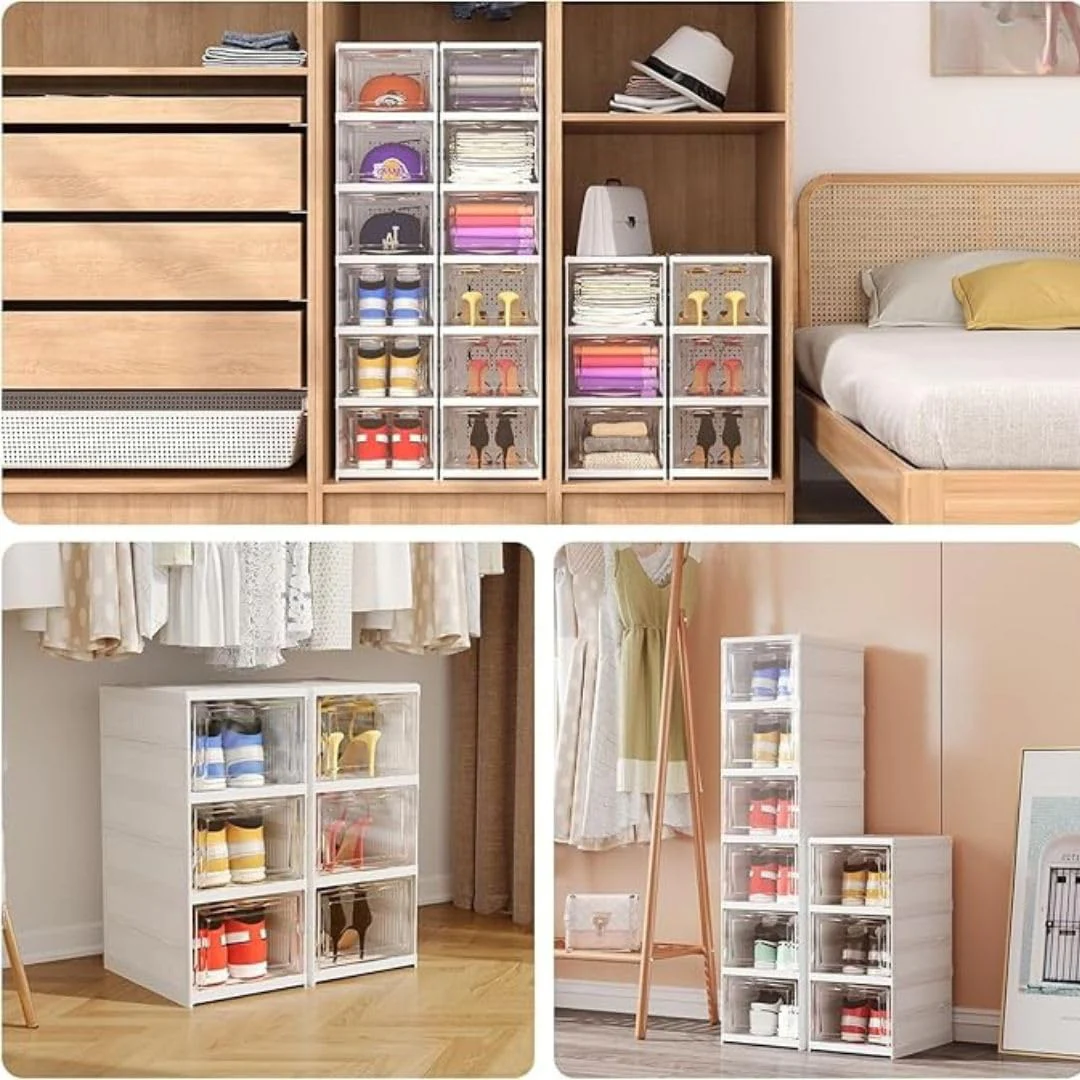 Mechdel Foldable Shoe Organizer Storage Box/Collapsible Shoe Rack/Foldable Closet for Living Room,Study,Bedroom, Bathroom/Storage Organizer for Shoe Boots,Slippers,Sneakers,Books(White) - Image 5