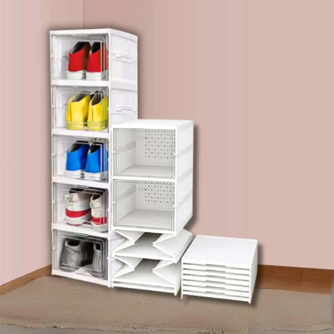 Mechdel Foldable Shoe Organizer Storage Box/Collapsible Shoe Rack/Foldable Closet for Living Room,Study,Bedroom, Bathroom/Storage Organizer for Shoe Boots,Slippers,Sneakers,Books(White) - Image 7