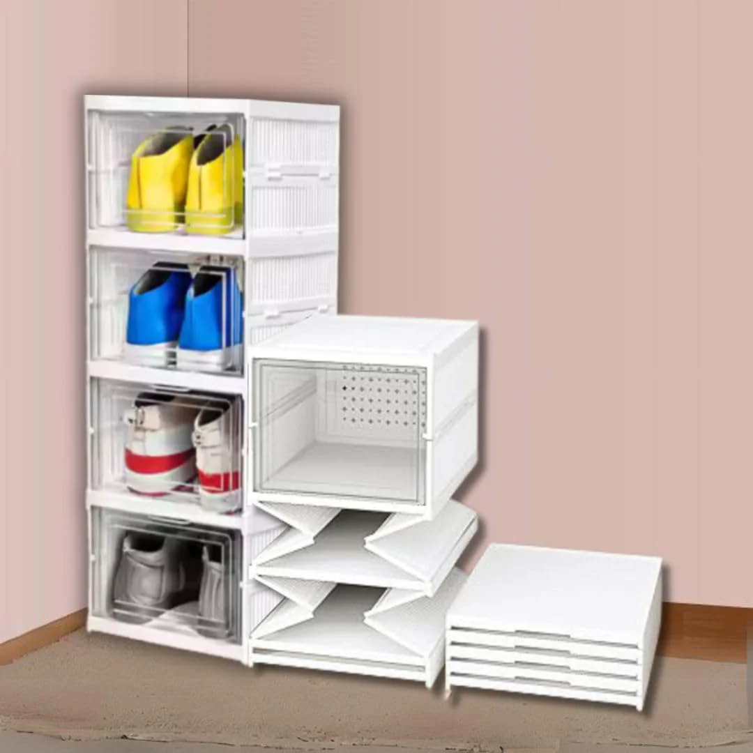 Mechdel Foldable Shoe Organizer Storage Box/Collapsible Shoe Rack/Foldable Closet for Living Room,Study,Bedroom, Bathroom/Storage Organizer for Shoe Boots,Slippers,Sneakers,Books(White) - Image 9