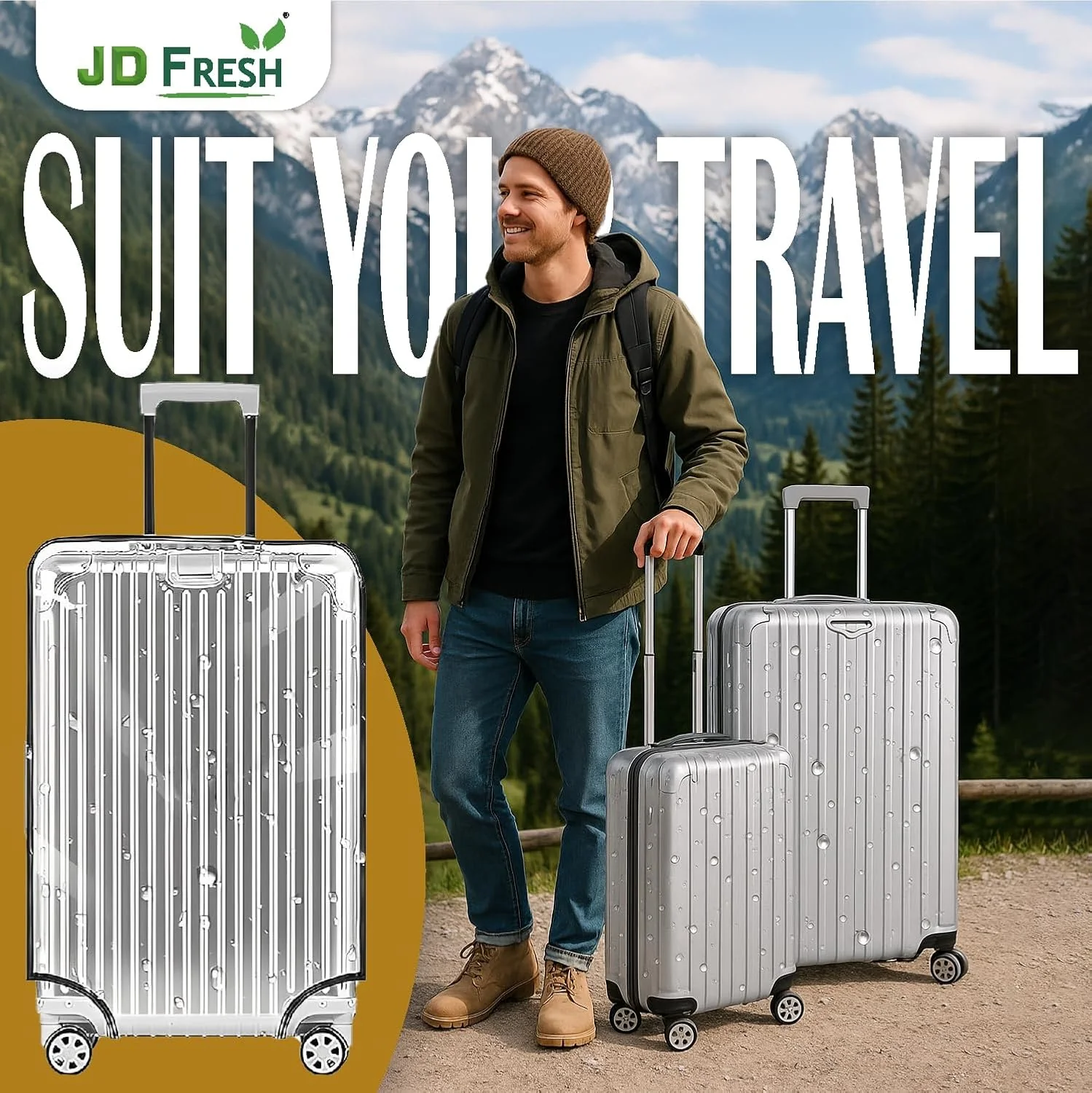 MECHDEL 32 inch Trolley Bag Cover/Waterproof Dustproof Luggage Bag Cover/Zippered Clear PVC Suitcase Covers Protectors (Set of 1) - Image 3