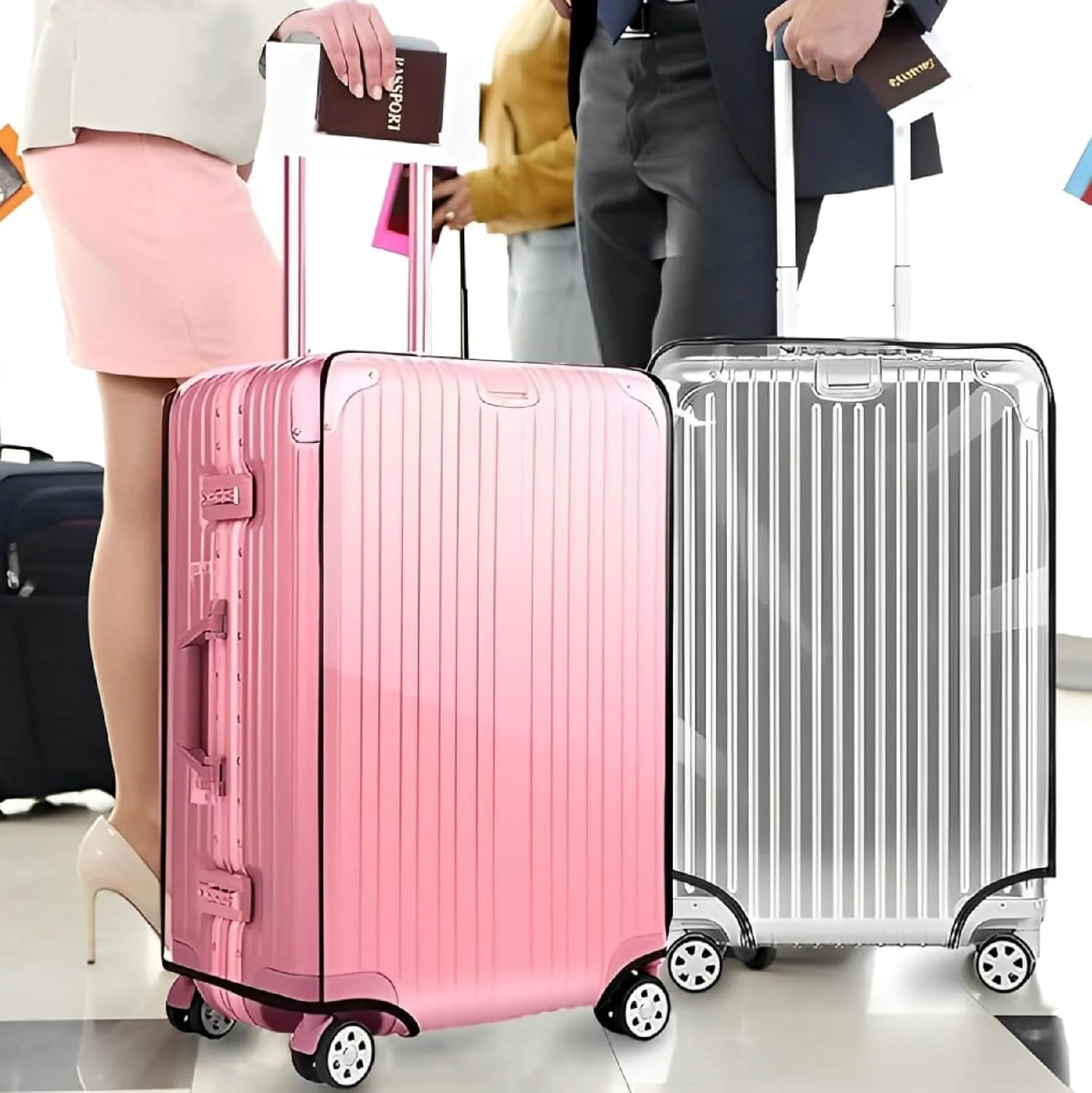 MECHDEL 32 inch Trolley Bag Cover/Waterproof Dustproof Luggage Bag Cover/Zippered Clear PVC Suitcase Covers Protectors (Set of 1) - Image 4