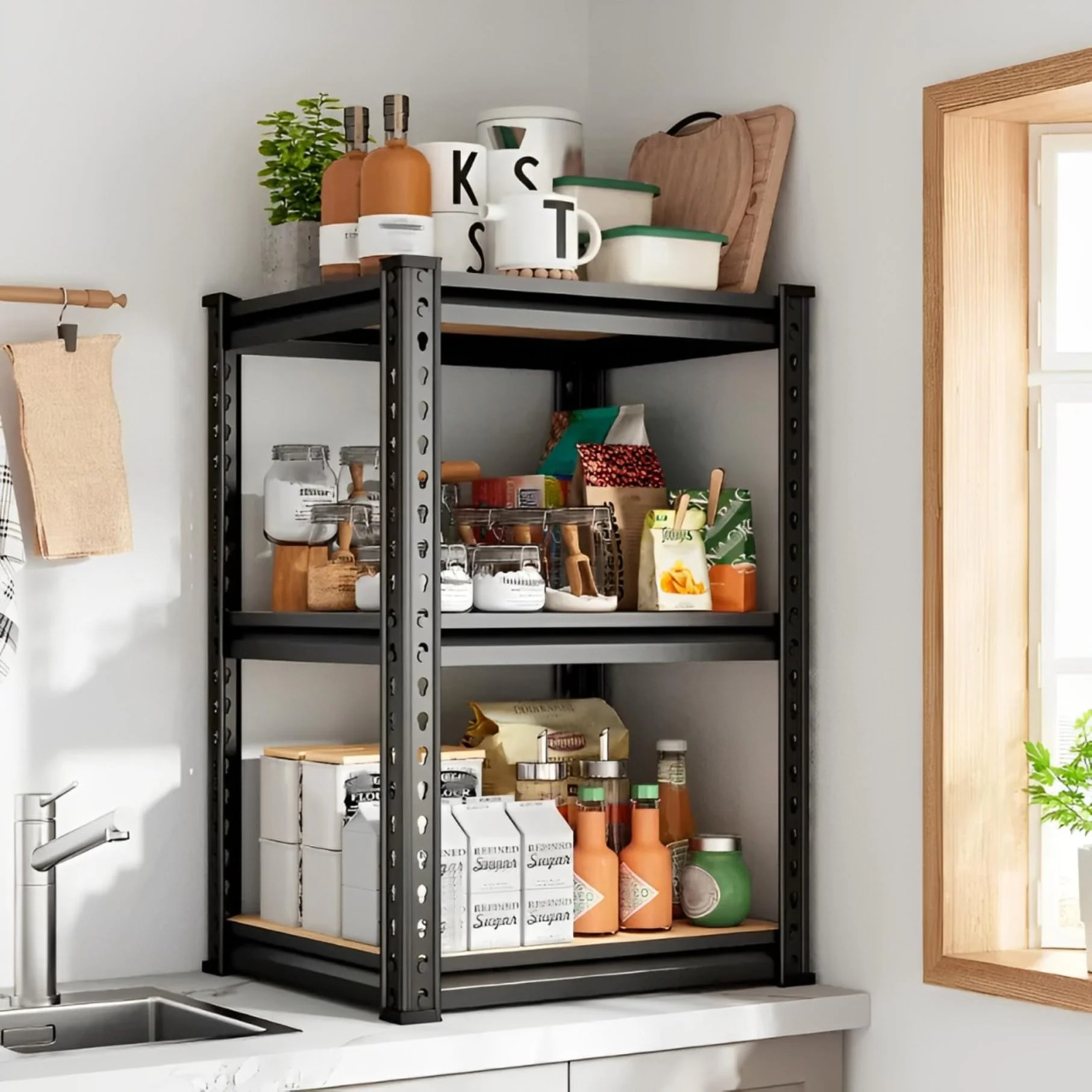 MECHDEL 5-Tier Adjustable Metal Storage Rack/Heavy Duty Boltless Shelving Unit & Organizer for Home, Garage, Office & Shop/Display Rack with Metal Frame - Image 11