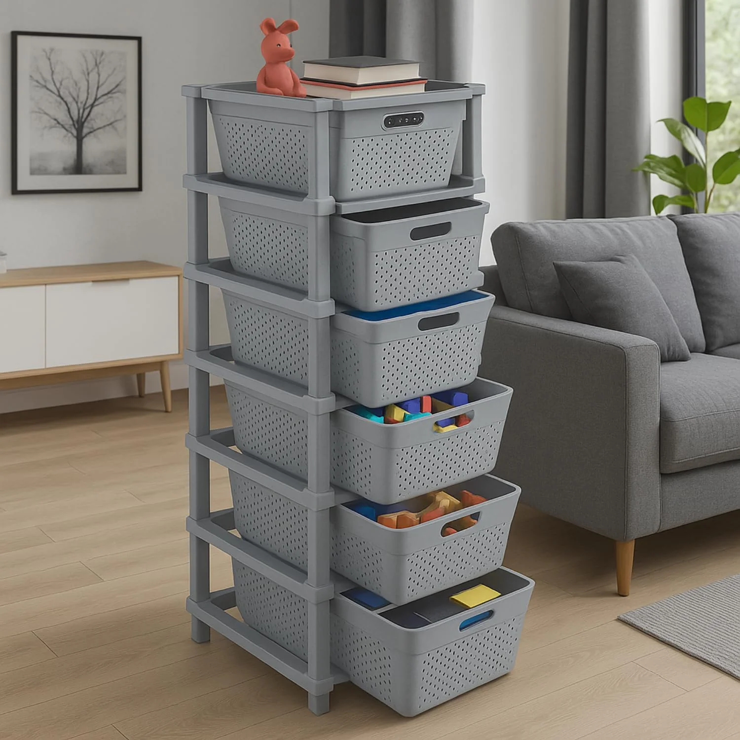 MECHDEL  6-Tier Plastic Storage Cabinet Organizer/Modular Plastic Drawer System for Home, Office, Hospital, Parlor, School, Doctors, and Kids' Rooms/Modular Kitchen & Toy Organizer - Image 3