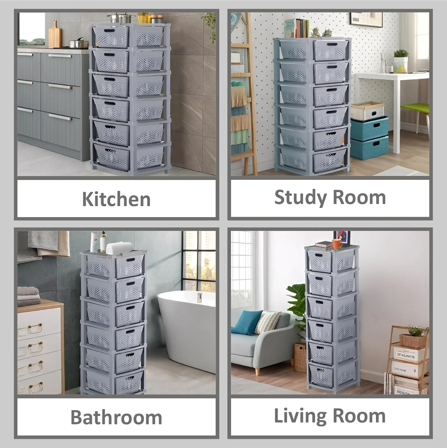 MECHDEL  6-Tier Plastic Storage Cabinet Organizer/Modular Plastic Drawer System for Home, Office, Hospital, Parlor, School, Doctors, and Kids' Rooms/Modular Kitchen & Toy Organizer - Image 9