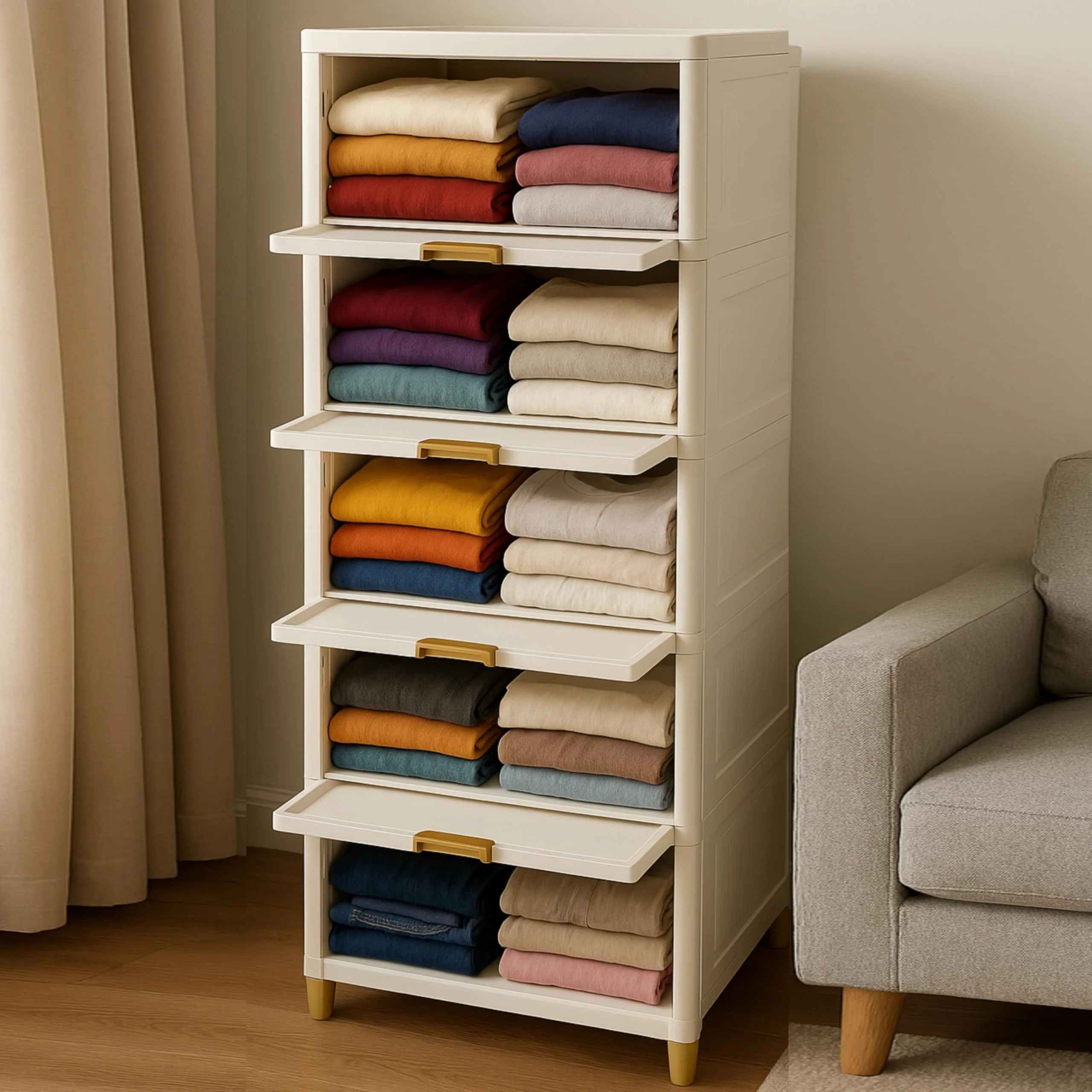 Mechdel Foldable Plastic Cupboard Rack for Clothes Storage - 1 Door Transparent Wardrobe (1PCS, 45 x 38 x 34 Cm) - Image 14