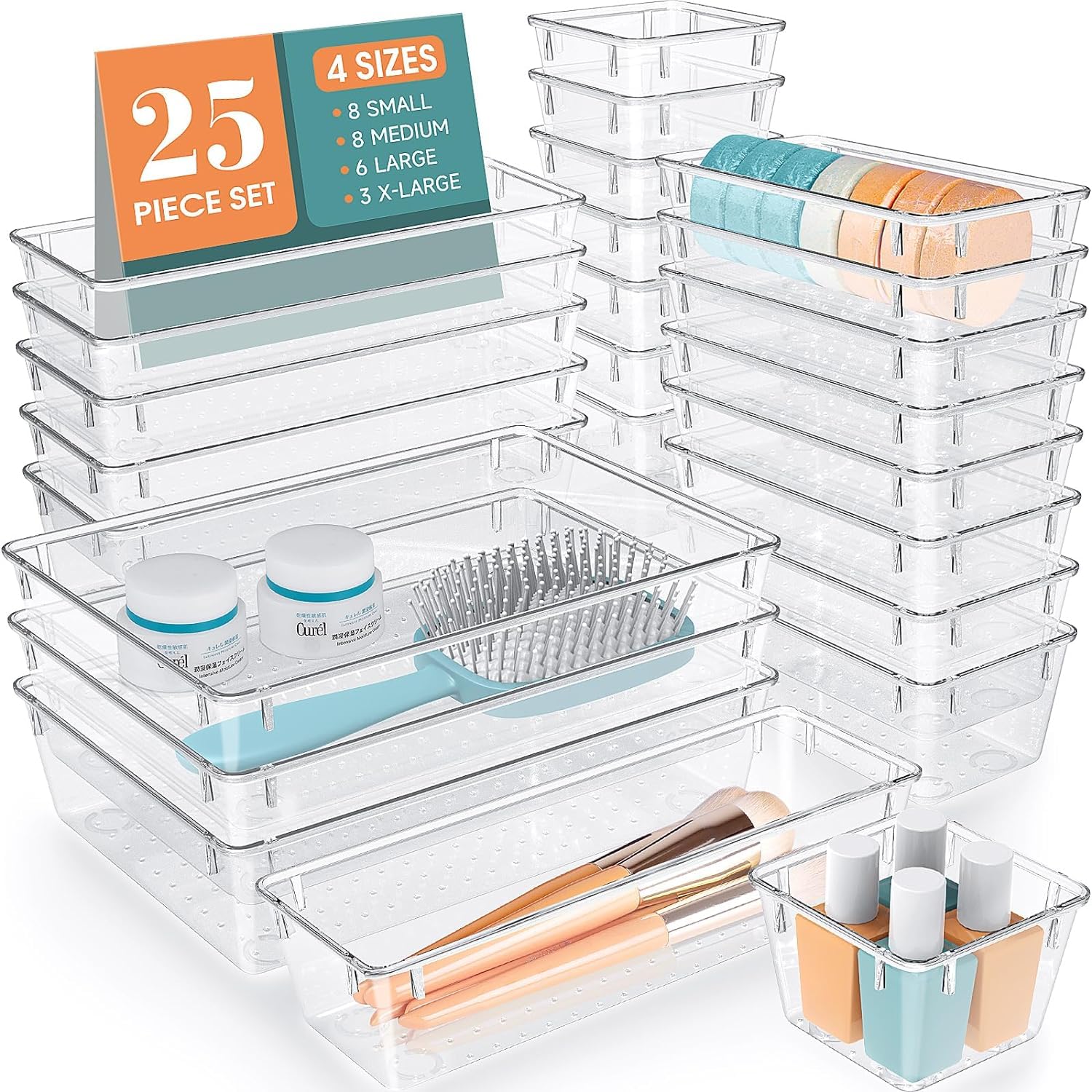 mechdel Makeup Desk Organizer With Drawers, Bathroom Countertop Organizer for Cosmetics, Vanity Holder for Lipstick, Brushes, Lotions, Eyeshadow, Nail Polish and Jewelry (Makeup Storage Box-White) - Image 12