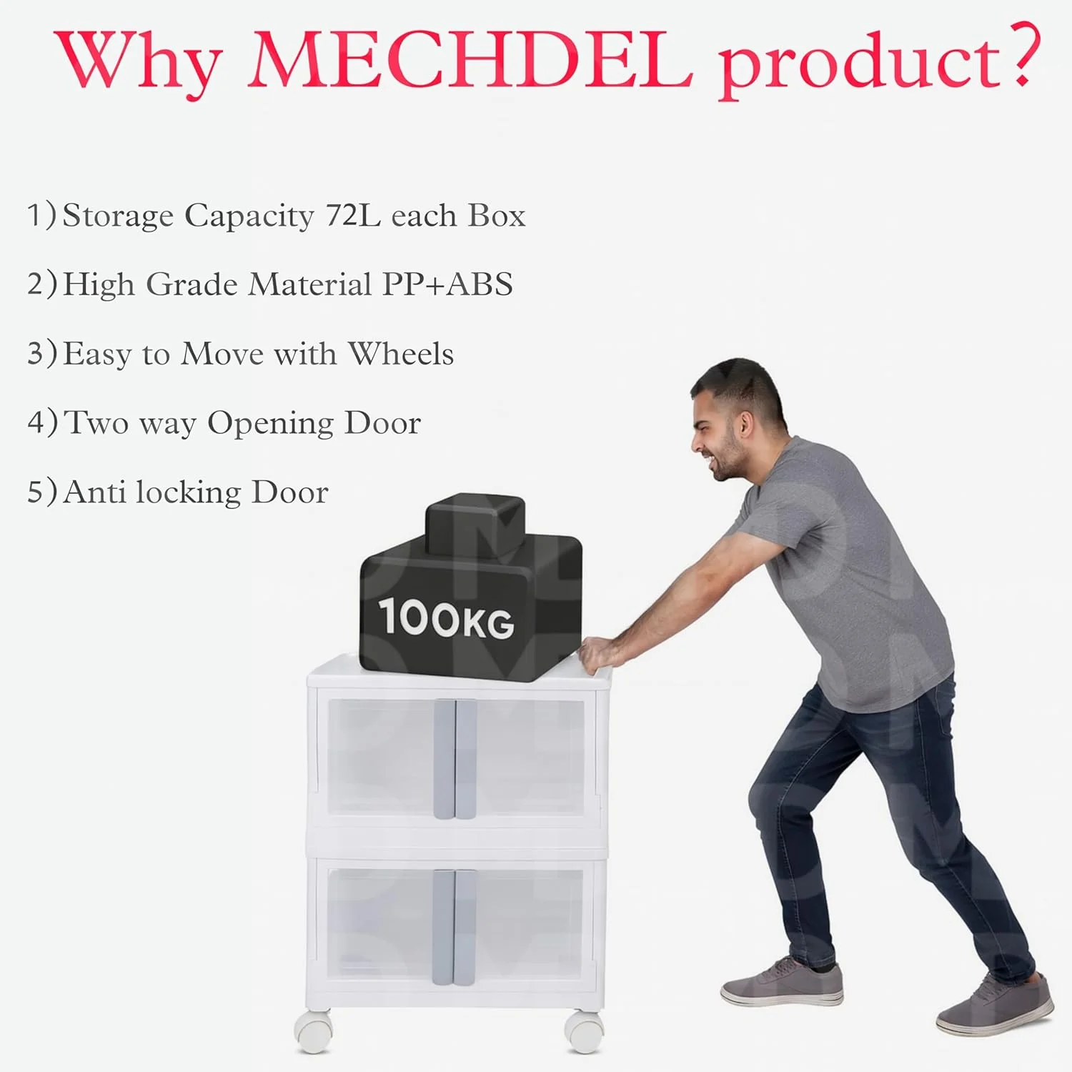 Mechdel Stackable Storage Bin Box with Wheels - Image 6
