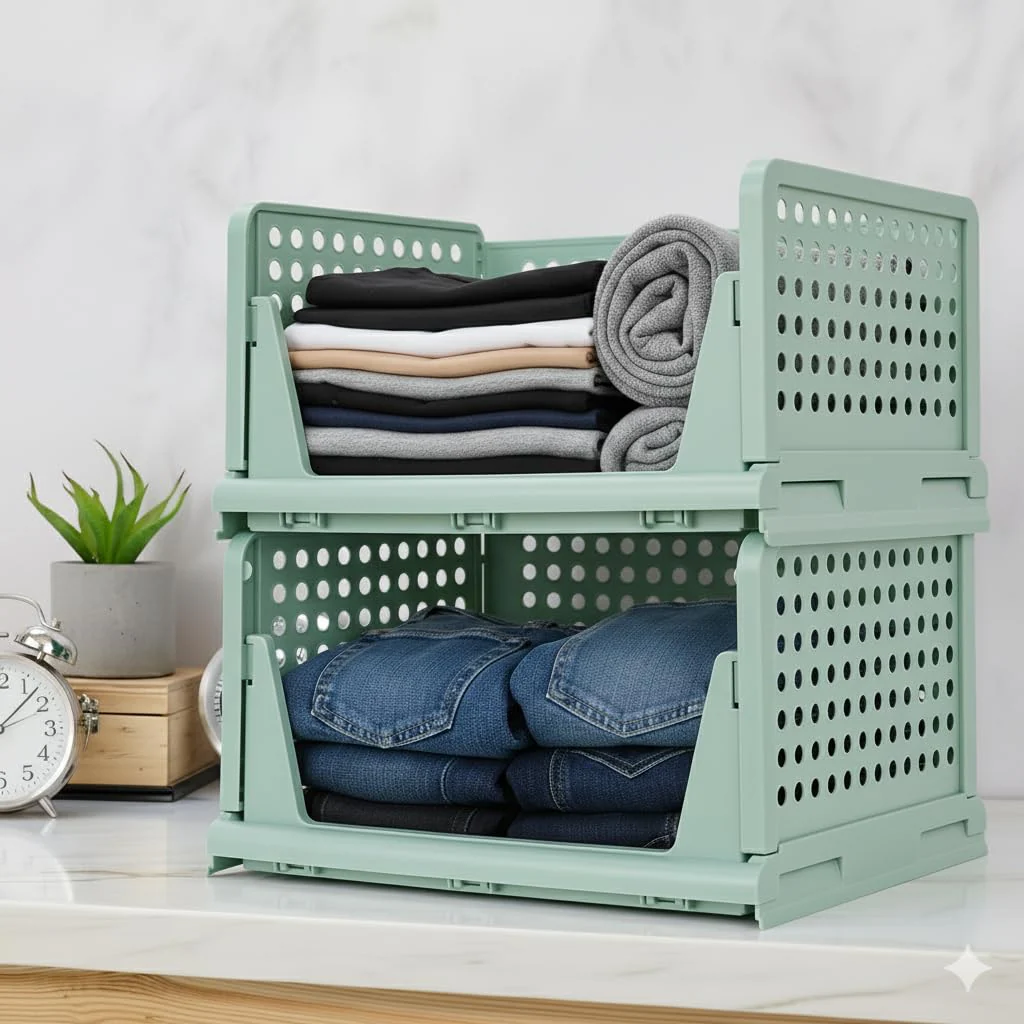 MECHDEL | Wardrobe Organizer For Clothes | Cupboard Organizer | Plastic Stackable Closet Organizer - Image 13